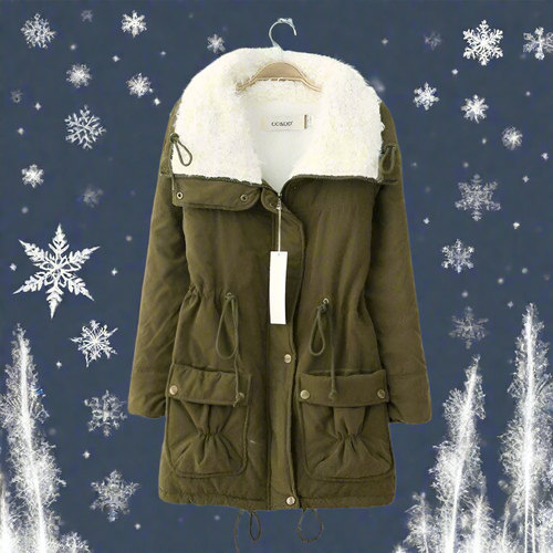 Vinterjacka Dam Lång Huva Varm Bomull-1