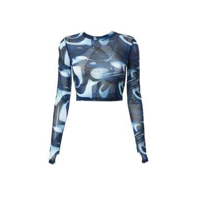 Dam Festtopp Transparent Cirkulär Halsringning Stretchig Polyester 7