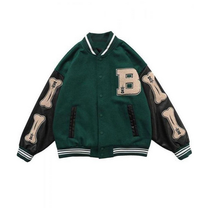 Herrjacka Sportig Patchwork Ull Läder-1