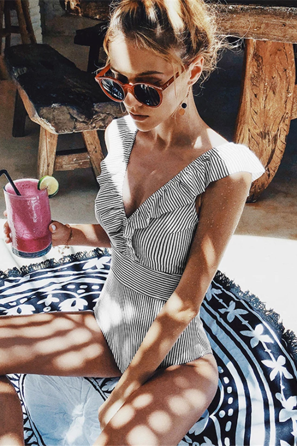 Variant image for Baddräkt Dam Retro Tryck Justerbara Bärare Nylon Spandex-5