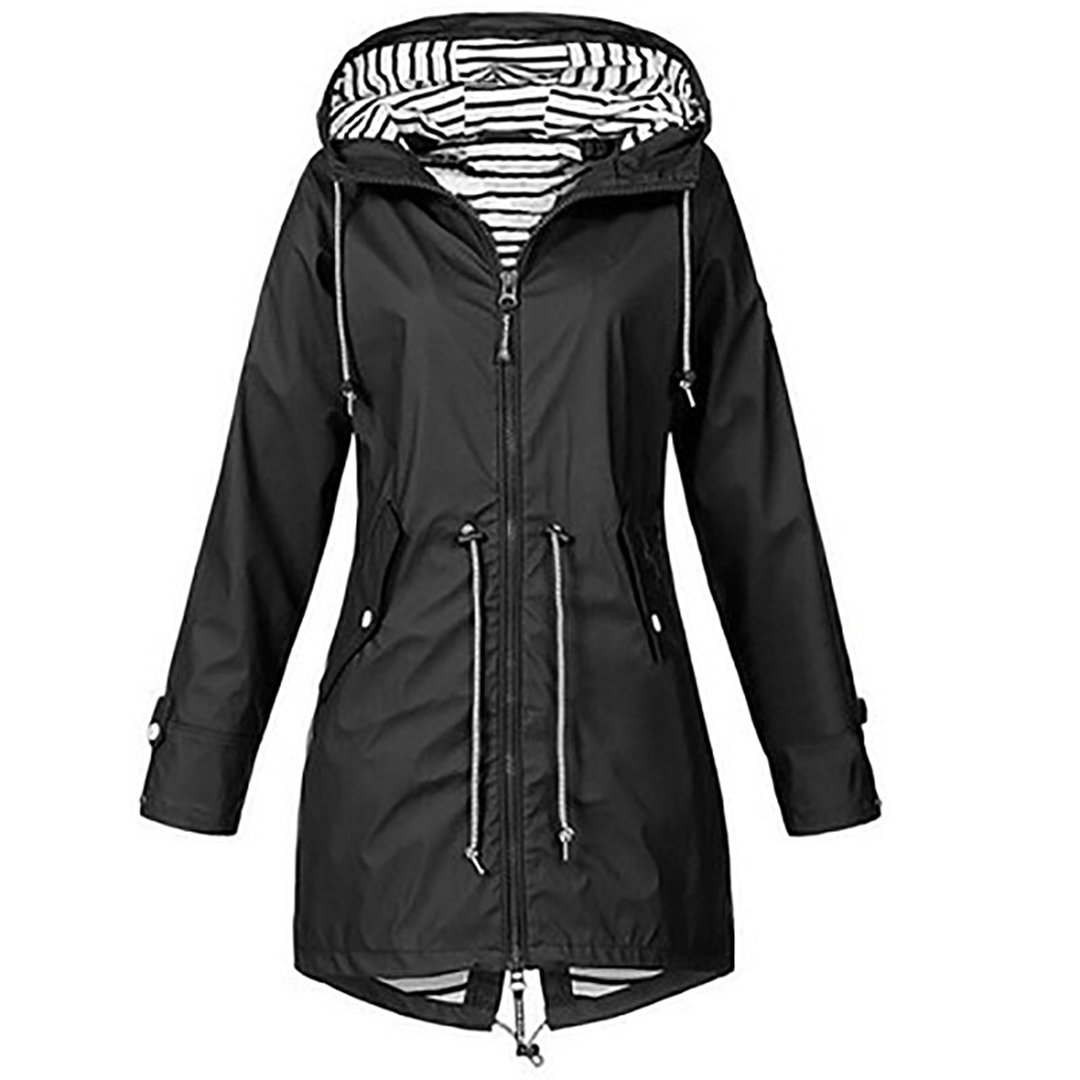 Kvinnors Lång Regnrock i Vattentålig Polyester – Elegant Design, Figurvänlig Passform, Maskintvättbar 12