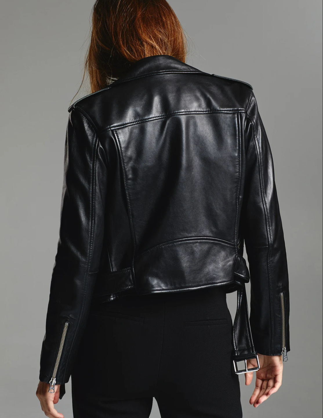 Dam Skinnjacka Tidlös Design Läder för Elegant Stil-3