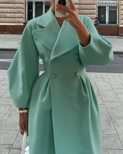 Variant image for Kvinnors Vändbar Trenchcoat Lång Klassisk Design med Bred Krage-11