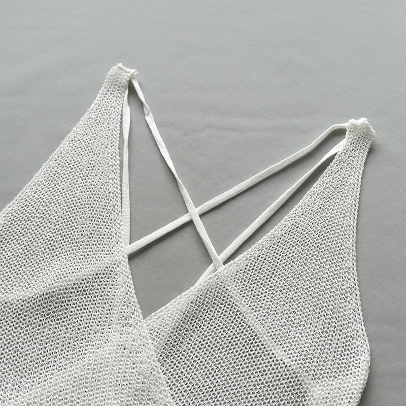 Dam Maxiklänning Transparent Spaghettirem Polyester Ankellång Sommar-6