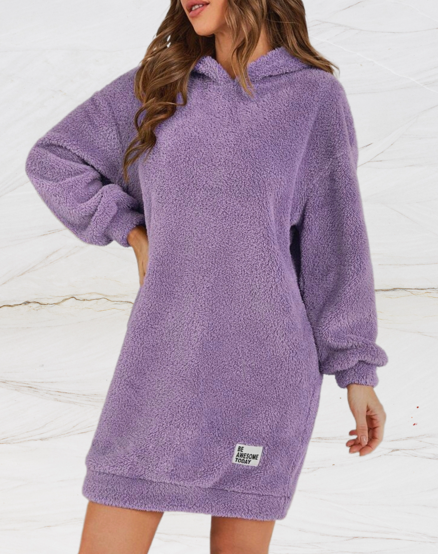 Variant image for Lång Hoodie Dam Överdimensionerad Mjuk Plysch-1