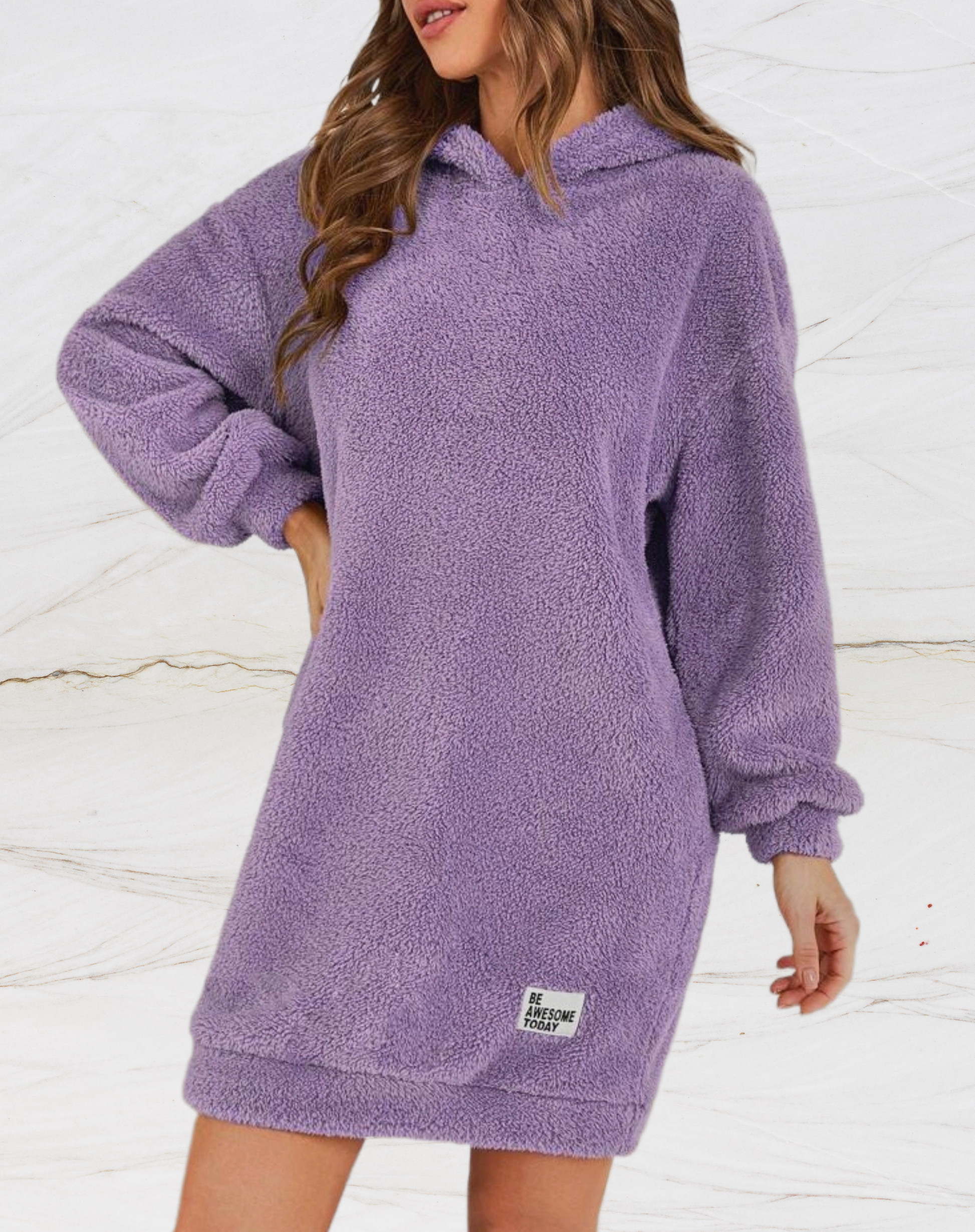 Variant image for Lång Hoodie Dam Överdimensionerad Mjuk Plysch-1