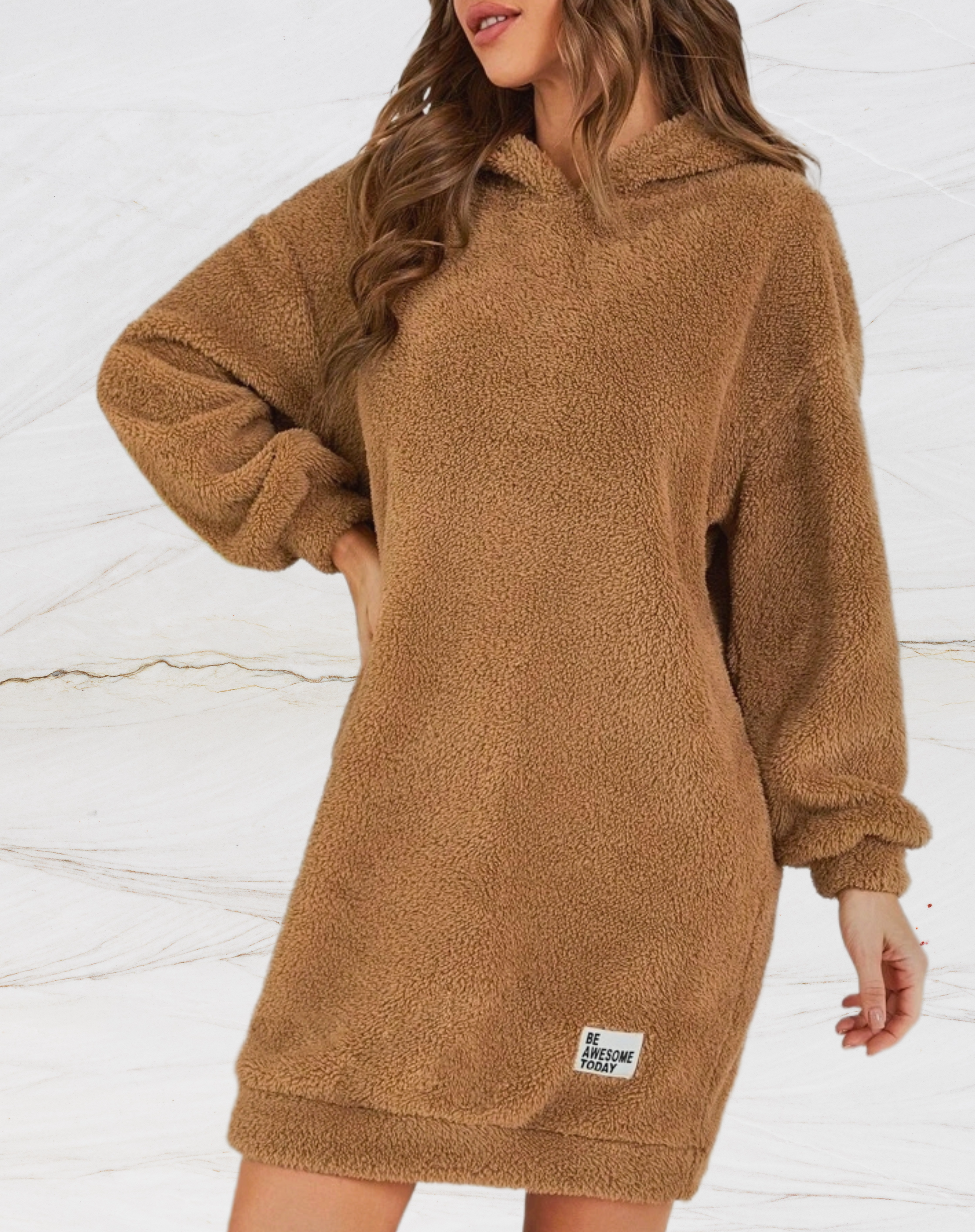 Variant image for Lång Hoodie Dam Överdimensionerad Mjuk Plysch-10