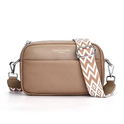 Dam Crossbody Väska Äkta Läder Justerbart Bärband Elegant Design 10
