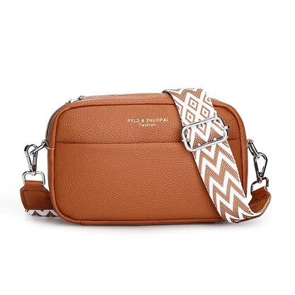 Dam Crossbody Väska Äkta Läder Justerbart Bärband Elegant Design 11