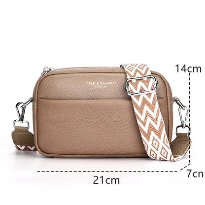 Dam Crossbody Väska Äkta Läder Justerbart Bärband Elegant Design 6