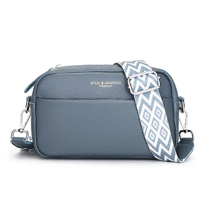 Dam Crossbody Väska Äkta Läder Justerbart Bärband Elegant Design 3