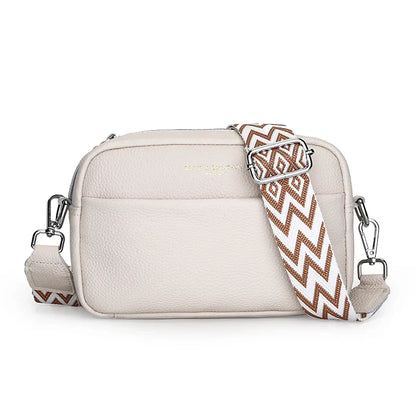 Dam Crossbody Väska Äkta Läder Justerbart Bärband Elegant Design 4