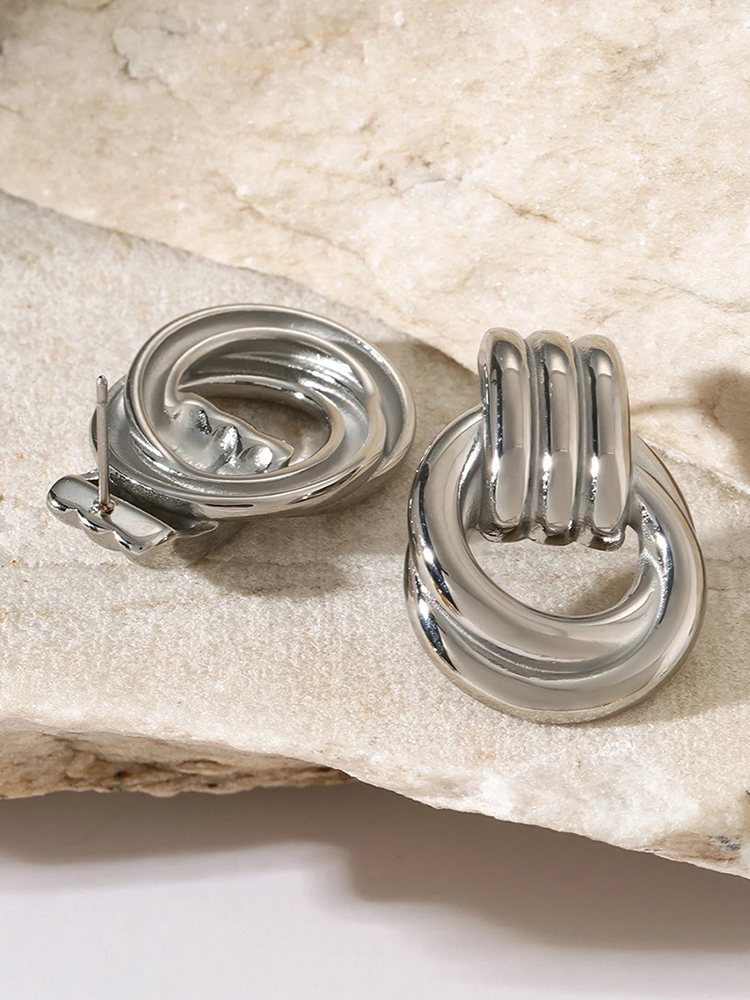 Kvinnors Silverörhängen Spiraldesign Högkvalitativt Silver Elegant Smycke-4