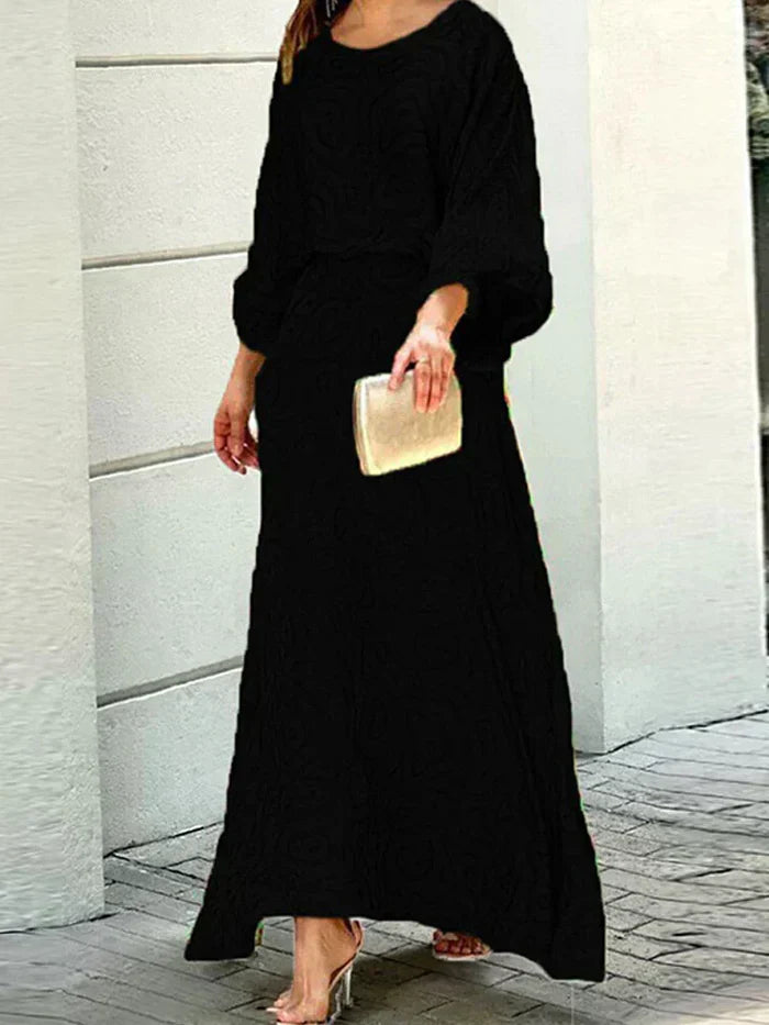 Elegante Maxiklänning für Damen aus 100% Polyester – Lange Silhuett, Avslappnad Passform, Perfekt für Fester und Evenemang 2
