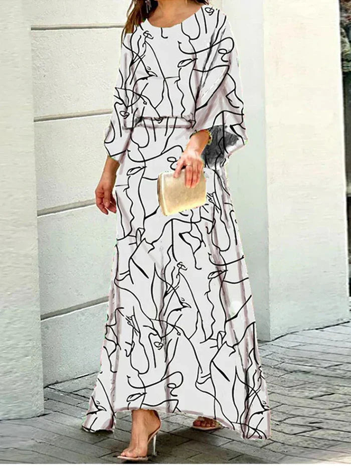 Elegante Maxiklänning für Damen aus 100% Polyester – Lange Silhuett, Avslappnad Passform, Perfekt für Fester und Evenemang 11