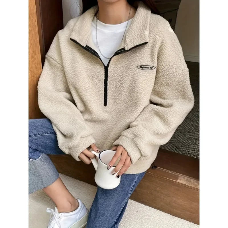 Variant image for Dam Tröja med Huva Halvdragkedja Mjuk Tyg-1