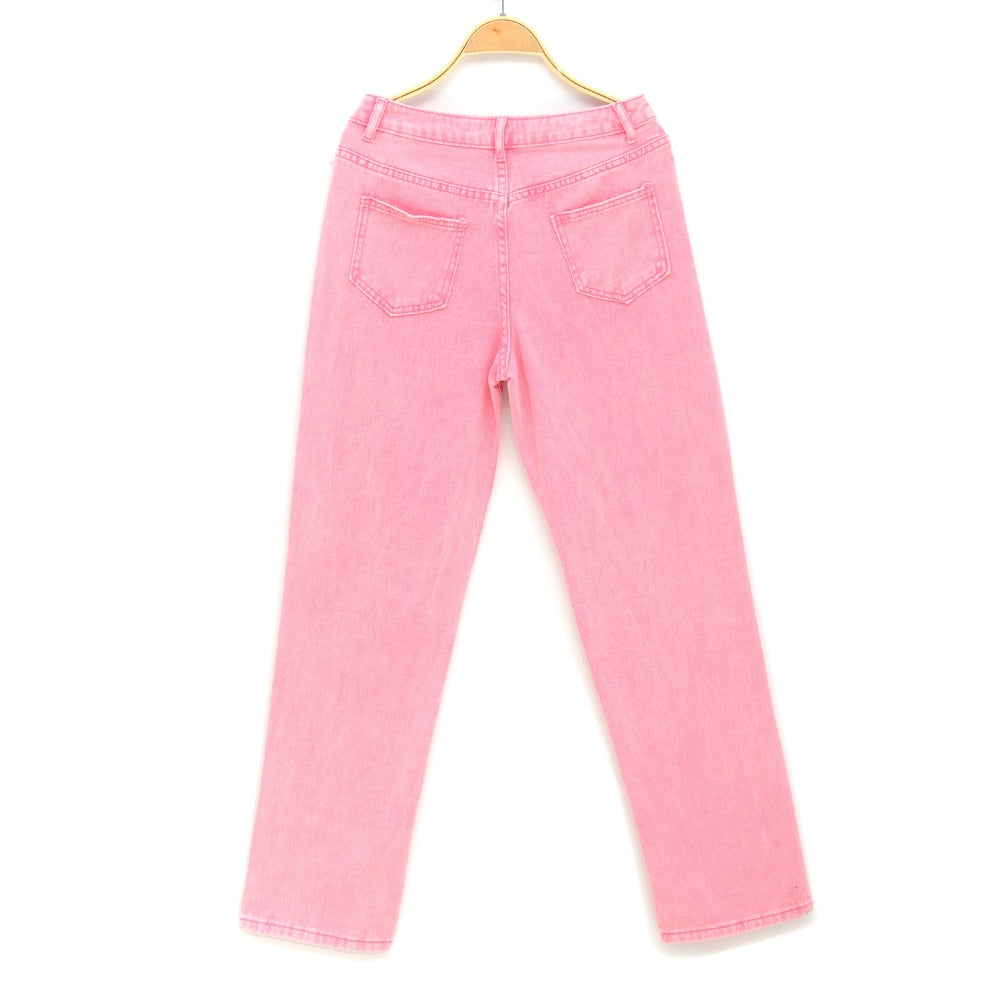 Herr Jeans Rakt Snitt Vintage Bomull Polyester Med Abstrakt Målning-4