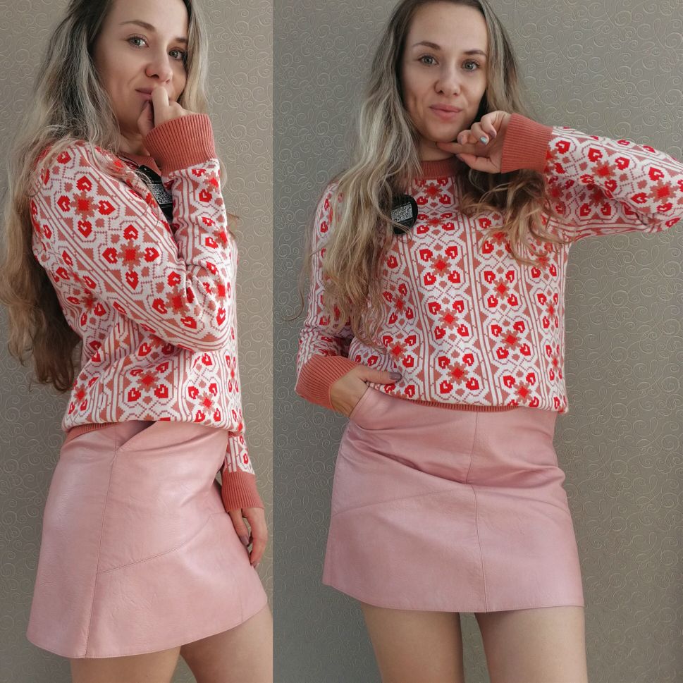 Dam Tröja O-hals Geometrisk Design Viskos Lång 2