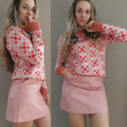 Dam Tröja O-hals Geometrisk Design Viskos Lång 2