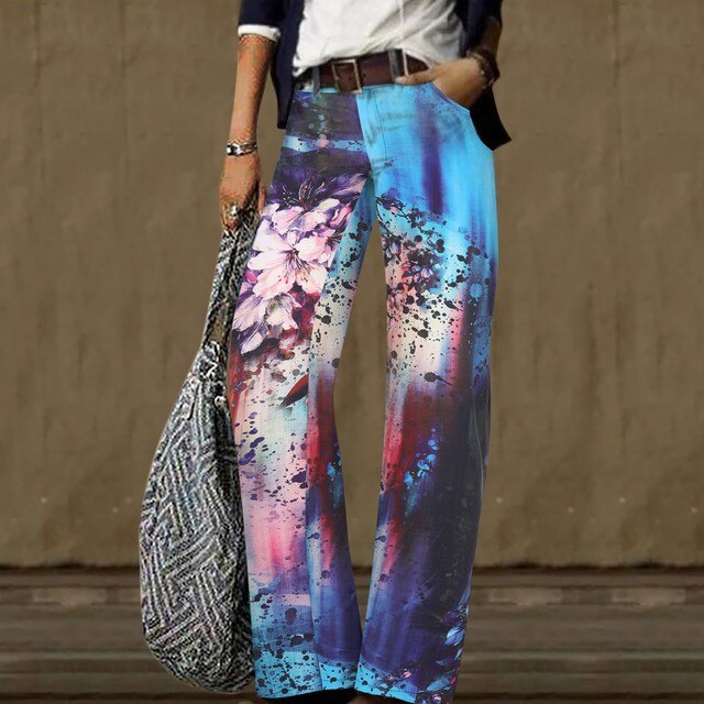 Kvinnors Byxor Glänsande Polyester Hög Midja-2