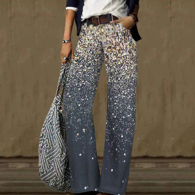 Kvinnors Byxor Glänsande Polyester Hög Midja-4