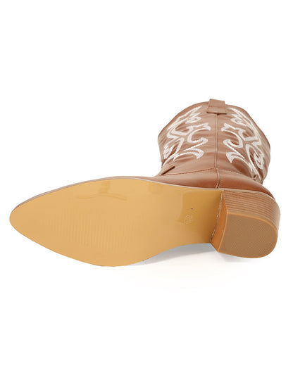 Kvinnors Cowboystövlar Broderade Hållbara Material 4