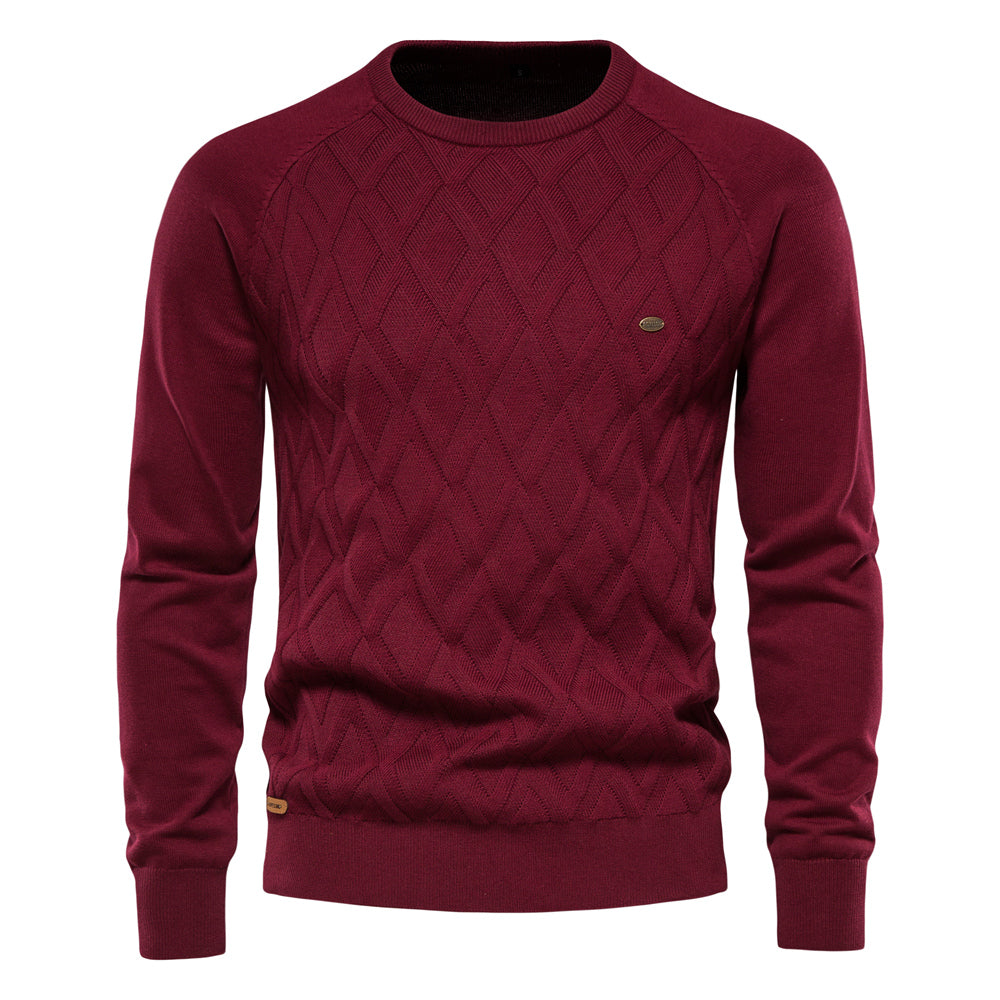 Herr Tröja Crew Neck i Högkvalitativ Bomull och Polyesterblandning – Klassisk Passform för Vardags och Fest 2