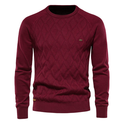 Herr Tröja Crew Neck i Högkvalitativ Bomull och Polyesterblandning – Klassisk Passform för Vardags och Fest 2