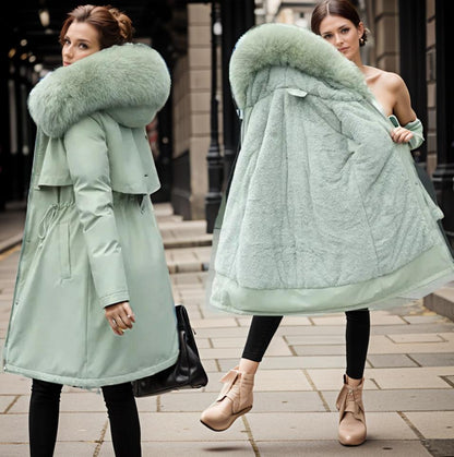 Vinterjacka Dam Lång Pälskrage Termisk Isolering 5