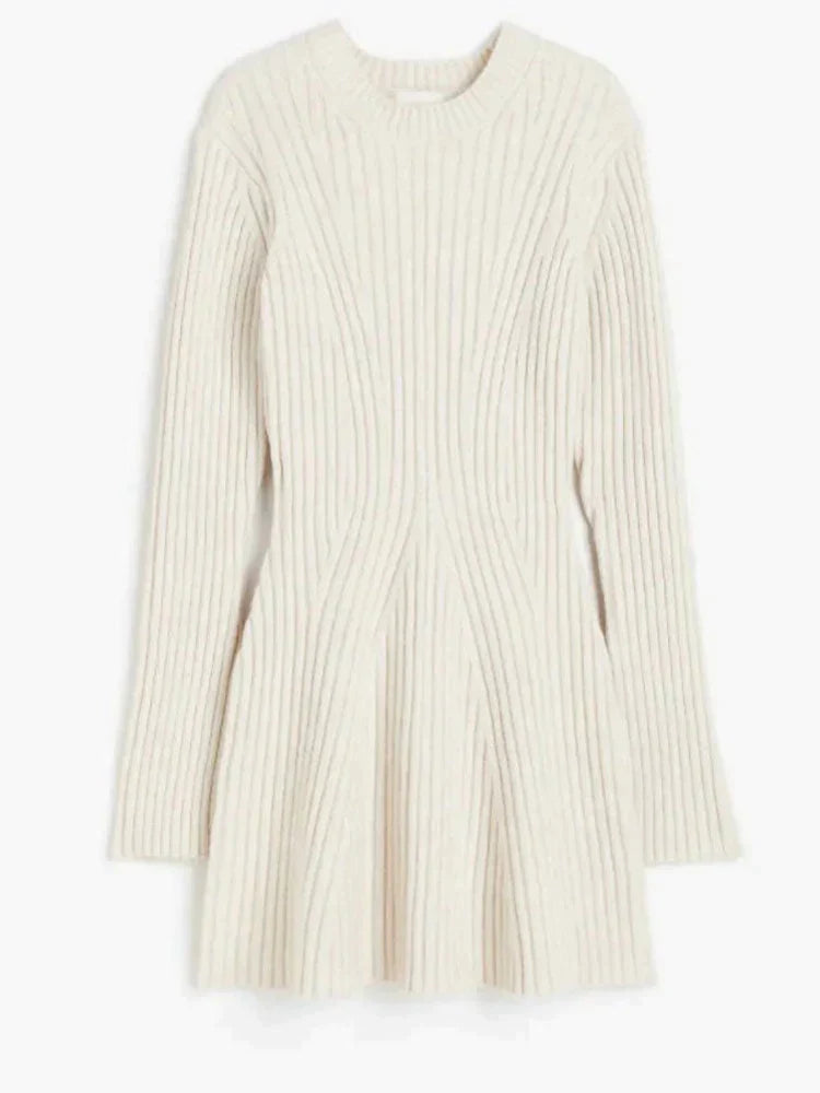 Dam Klänning Stickad Höst Mjuk Akrylblandning-2