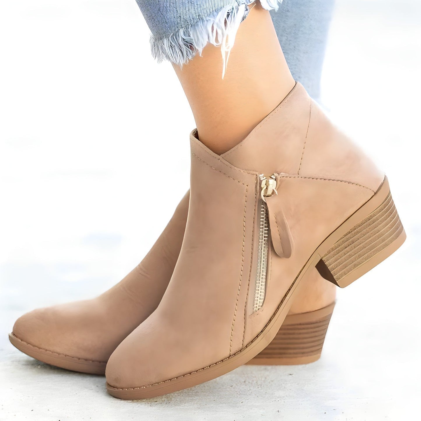 Dam Stövlar Mocka Vegan Velourläder Elegant Komfort-4
