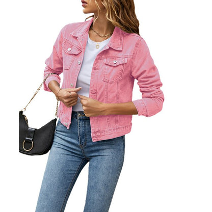 Kvinnors Denimjacka Klassisk Stil Högkvalitativt Material 12