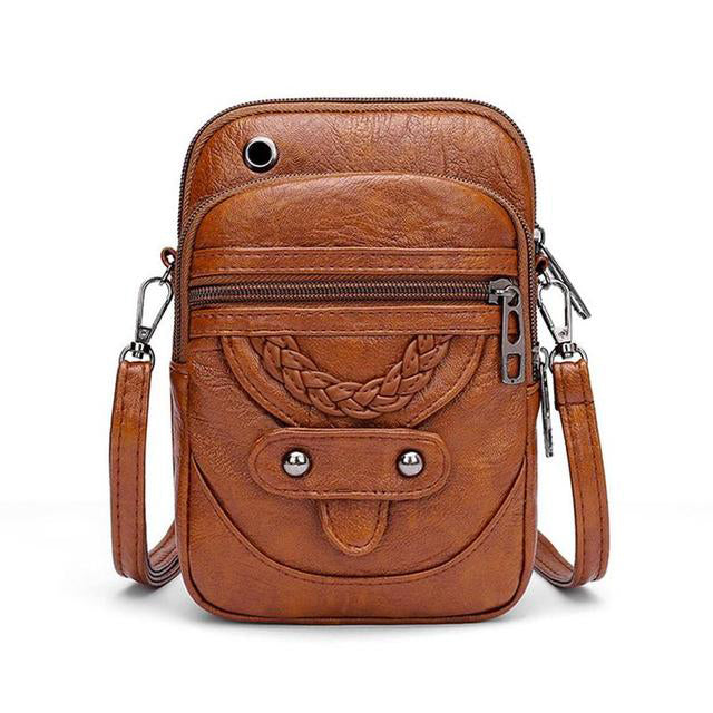 Variant image for Kvinnors Crossbody Väska Vintage Läder Justerbara Remmar-1