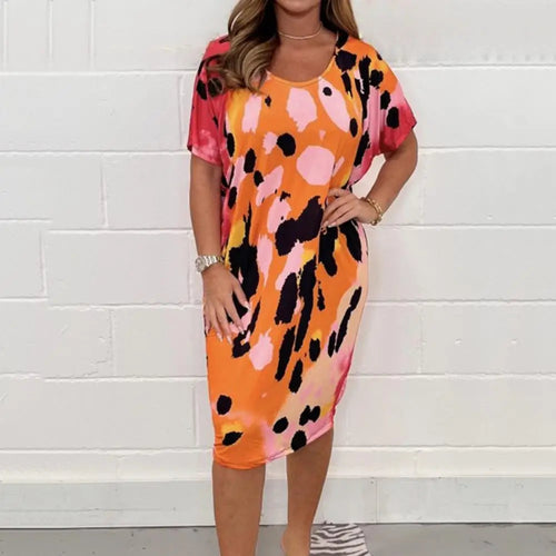 Kvinna Klänning Tryckt Polyester Elegant Allsidig Design-1