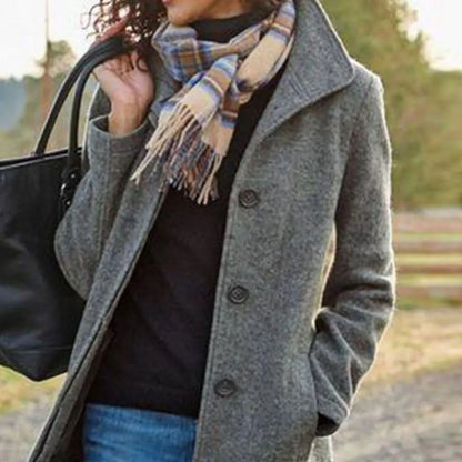 Svart Vinterkappa Dam Midi Längd Polyester-3