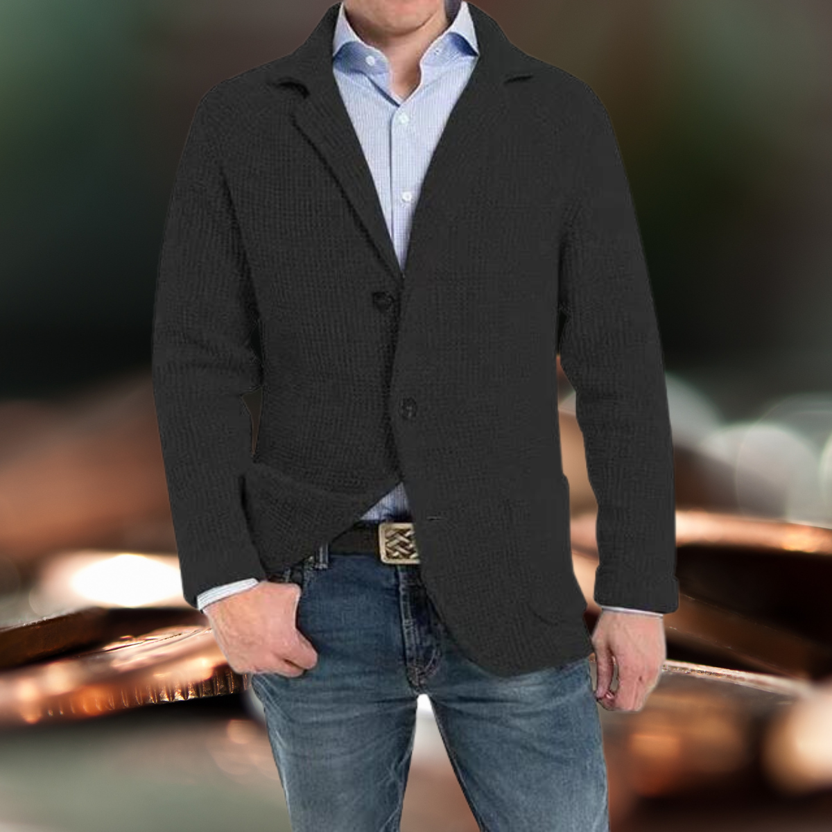 Dam Blazer Långärmad Vändbar Krage Bomull Polyester 8