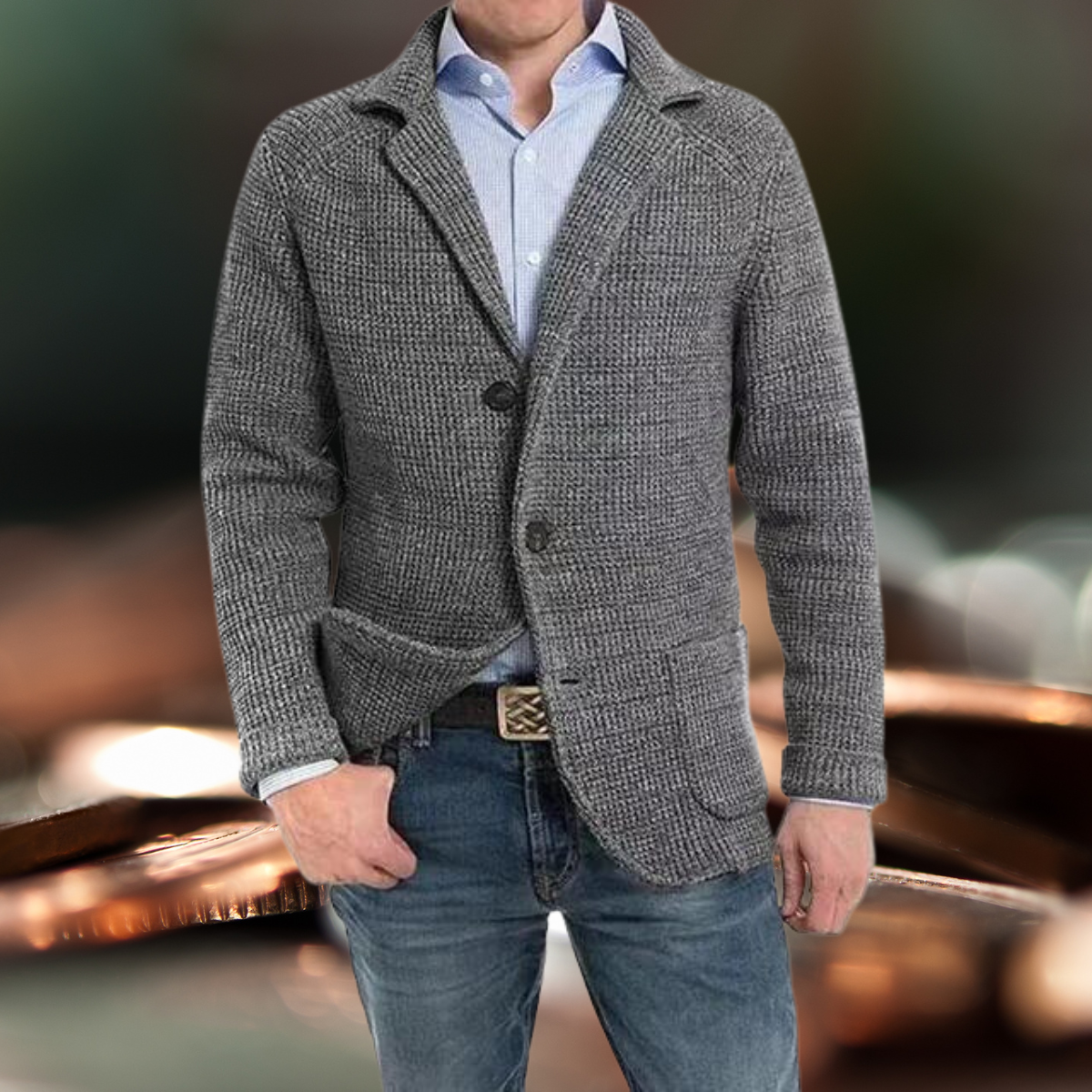 Dam Blazer Långärmad Vändbar Krage Bomull Polyester 3