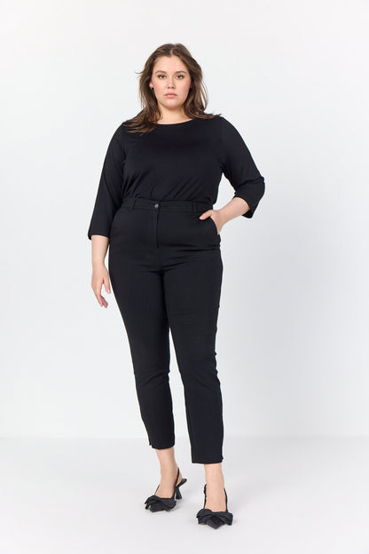 Snygga Byxor Dam Slim Fit Viskosblandning med Fyra Fickor-4