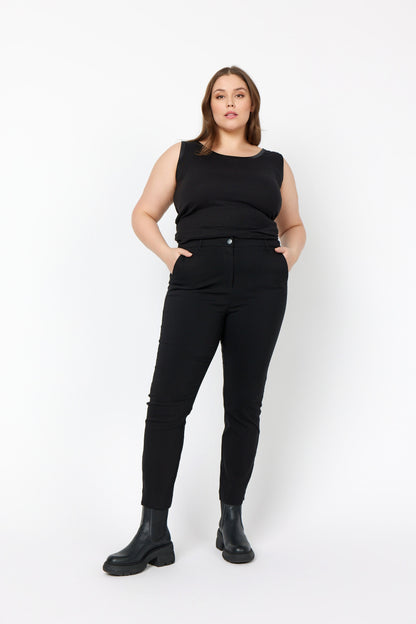 Snygga Byxor Dam Slim Fit Viskosblandning med Fyra Fickor-3