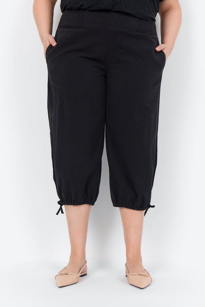 Snygga Byxor Dam Hög Midja 100% Bomull med Smock och Sidofickor-3