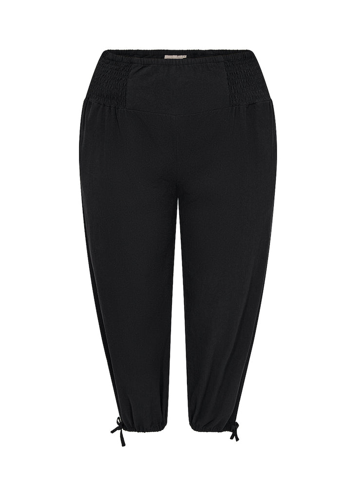 Snygga Byxor Dam Hög Midja 100% Bomull med Smock och Sidofickor-5