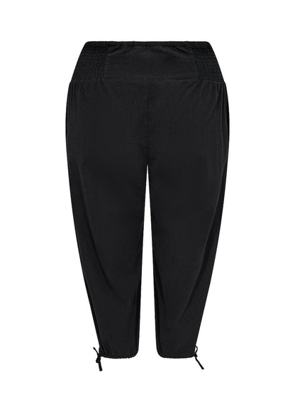 Snygga Byxor Dam Hög Midja 100% Bomull med Smock och Sidofickor-6