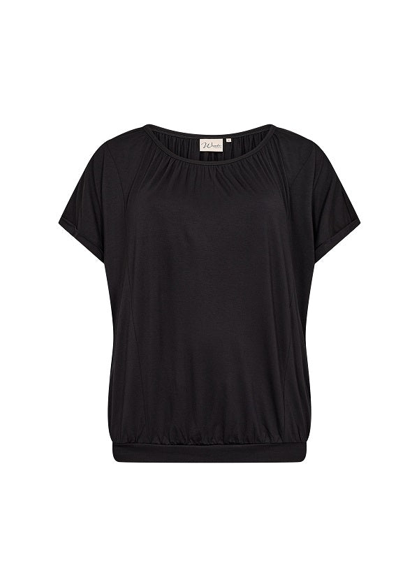 Dam T-Shirt Rund Halsringning Mjuk Lyocell Elastan Korta Ärmar Lösa Passform-5