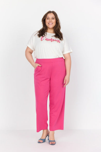 Dam T-Shirt med Rund Halsringning och Tryck – Mjuk Lyocell-Elastan, Lös Passform, Korta Ärmar, Finns i Storlekar S-XXL 5