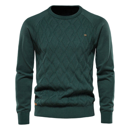 Herr Tröja Crew Neck i Högkvalitativ Bomull och Polyesterblandning – Klassisk Passform för Vardags och Fest 12