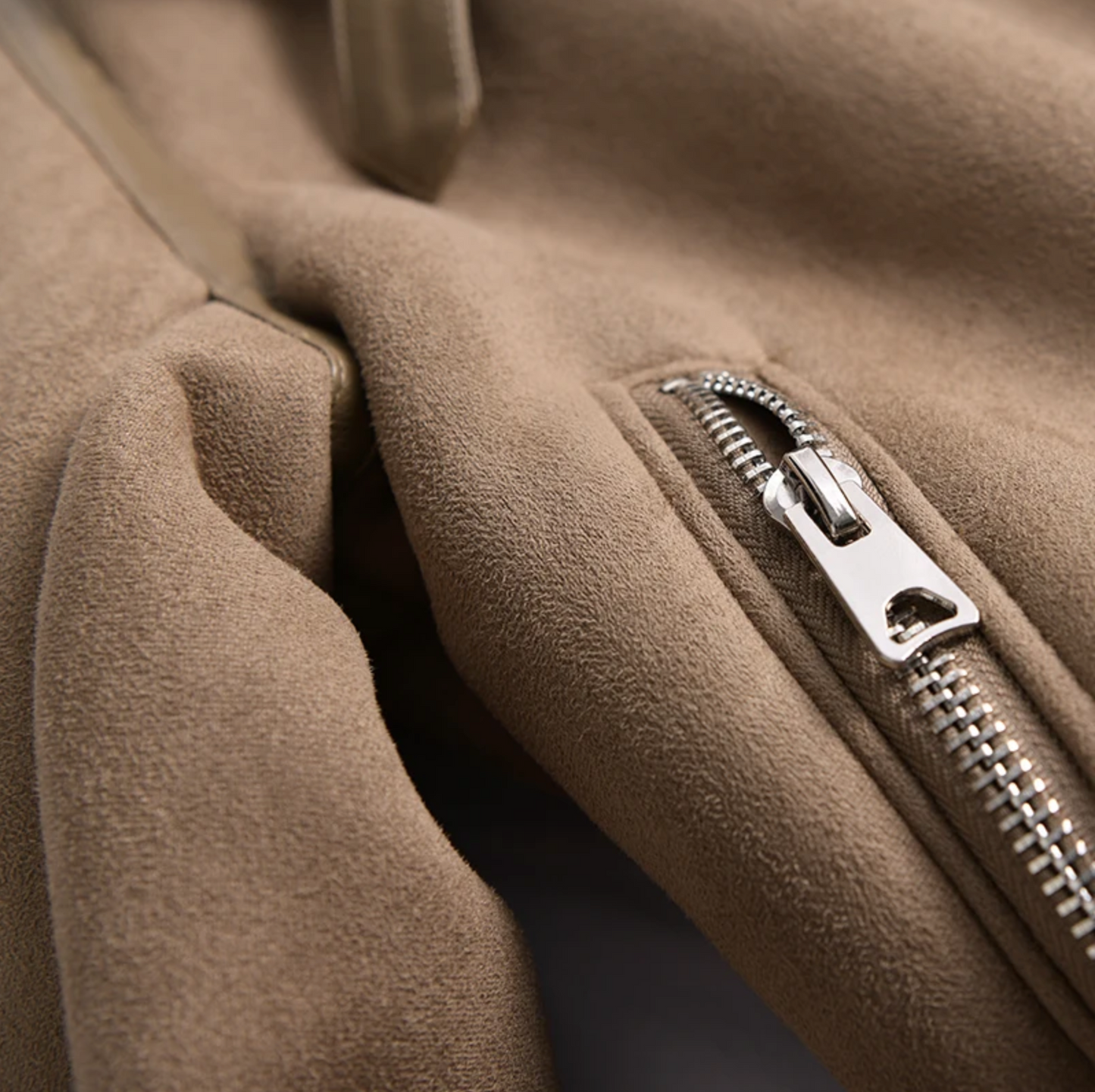 Dam Skinnjacka Med Sherpa Fleece Halvlång Borstat Läder 3