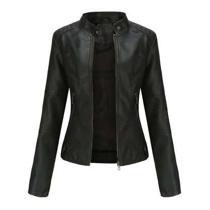 Variant image for Dam Skinnjacka Mao Krage PU-Läder Slim Fit-1