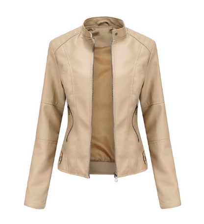 Variant image for Dam Skinnjacka Mao Krage PU-Läder Slim Fit-15