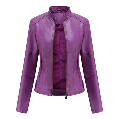 Variant image for Dam Skinnjacka Mao Krage PU-Läder Slim Fit-22