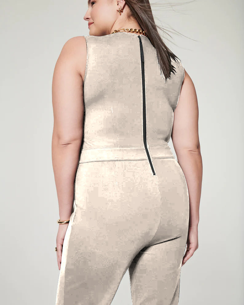 Dam Jumpsuit Långärmad Lätt Tyg med Sidofickor-6